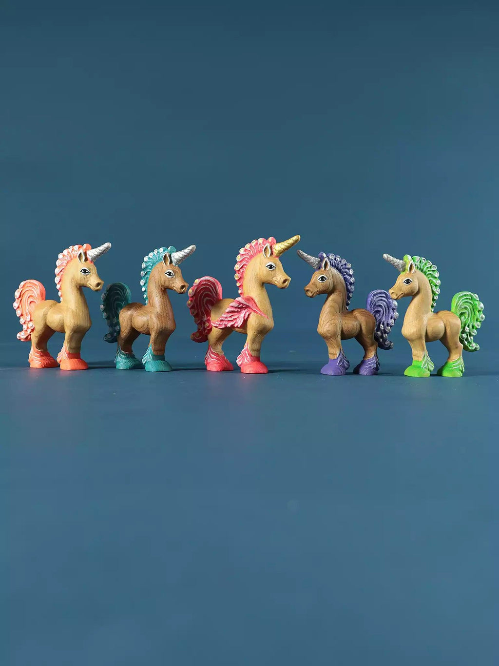 Wooden Unicorn Toy Figurines - Pegasus Pony Land SET - Noelino Toys